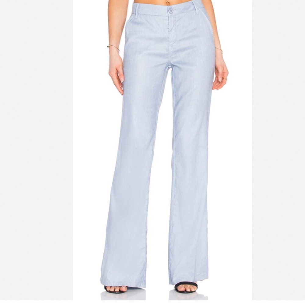 Level 99 Tanya High Rise Linen Pant 34 inseam Sky Blue NWT
